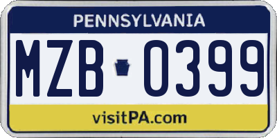 PA license plate MZB0399