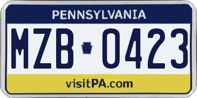 PA license plate MZB0423