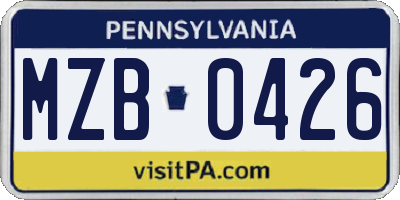 PA license plate MZB0426