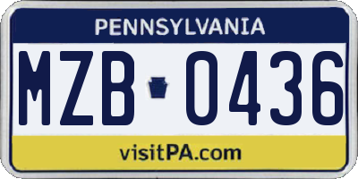 PA license plate MZB0436