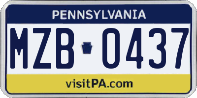 PA license plate MZB0437