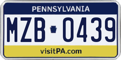 PA license plate MZB0439
