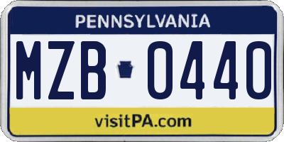 PA license plate MZB0440