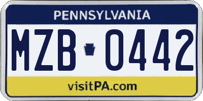 PA license plate MZB0442
