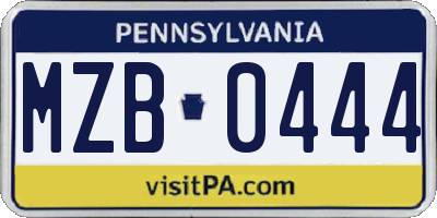PA license plate MZB0444