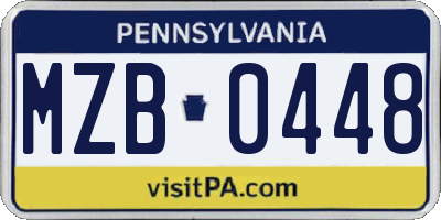 PA license plate MZB0448