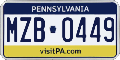 PA license plate MZB0449