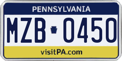 PA license plate MZB0450