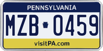 PA license plate MZB0459