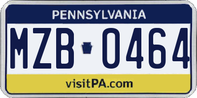 PA license plate MZB0464