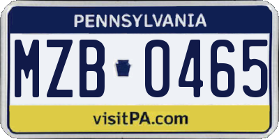 PA license plate MZB0465
