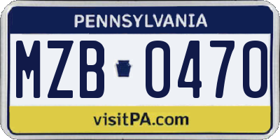 PA license plate MZB0470