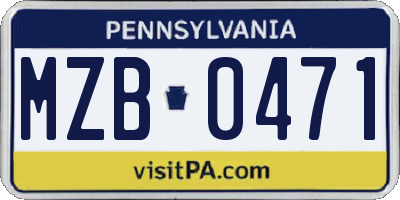 PA license plate MZB0471