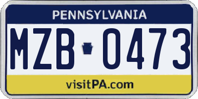 PA license plate MZB0473