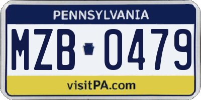 PA license plate MZB0479