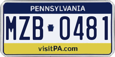 PA license plate MZB0481