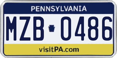 PA license plate MZB0486
