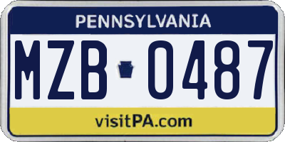 PA license plate MZB0487