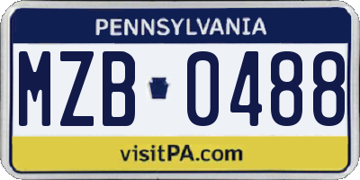 PA license plate MZB0488