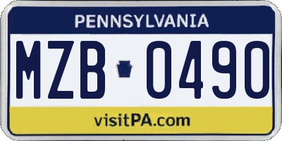 PA license plate MZB0490