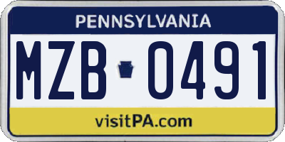 PA license plate MZB0491