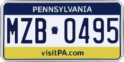 PA license plate MZB0495