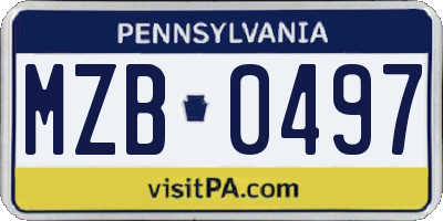 PA license plate MZB0497