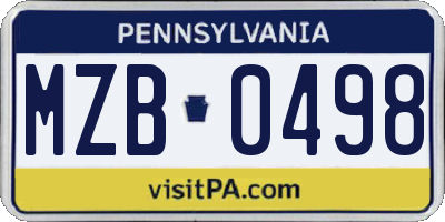 PA license plate MZB0498
