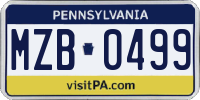 PA license plate MZB0499