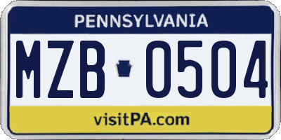 PA license plate MZB0504