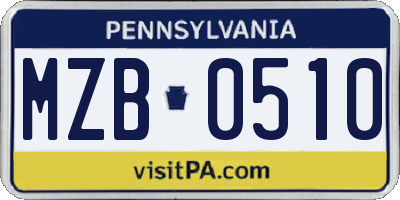 PA license plate MZB0510