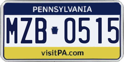 PA license plate MZB0515
