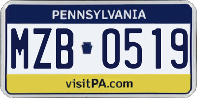 PA license plate MZB0519