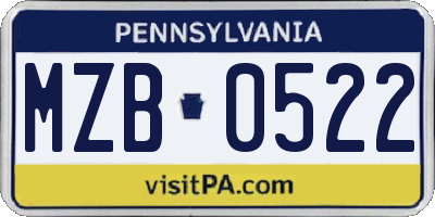 PA license plate MZB0522