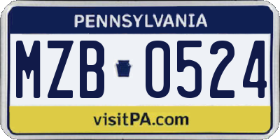 PA license plate MZB0524