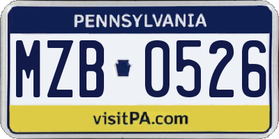 PA license plate MZB0526