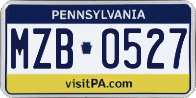 PA license plate MZB0527