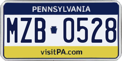 PA license plate MZB0528