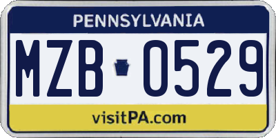 PA license plate MZB0529
