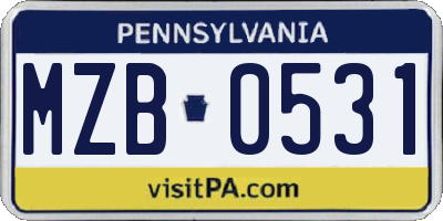 PA license plate MZB0531