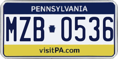 PA license plate MZB0536