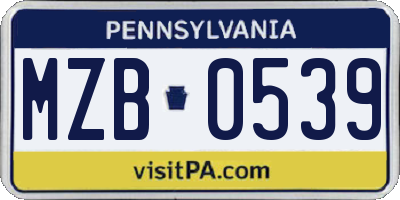 PA license plate MZB0539
