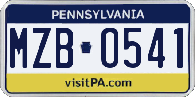 PA license plate MZB0541