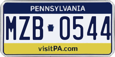 PA license plate MZB0544