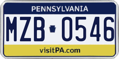 PA license plate MZB0546