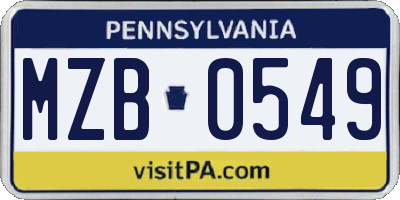 PA license plate MZB0549