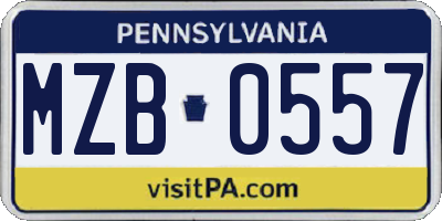 PA license plate MZB0557