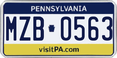 PA license plate MZB0563
