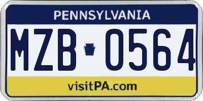 PA license plate MZB0564