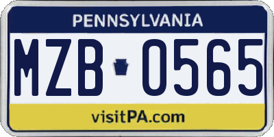 PA license plate MZB0565